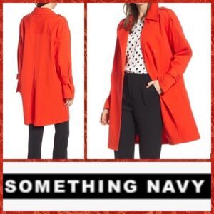 NWT MSRP $139 Something Navy Easy Oversize Trench Coat Women's Size Medium